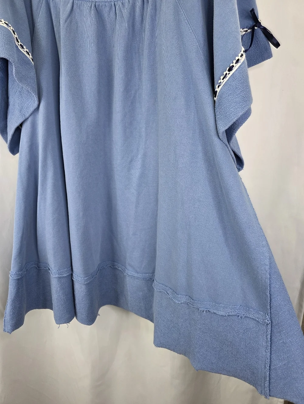 New Free People Astoria Sweatshirt Tunic Dress Oversized Ribbon Lace Cotton M - Picture 9 of 16